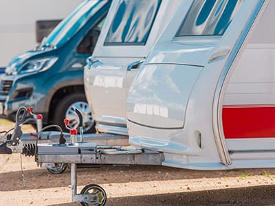 Detail of parked RVs.